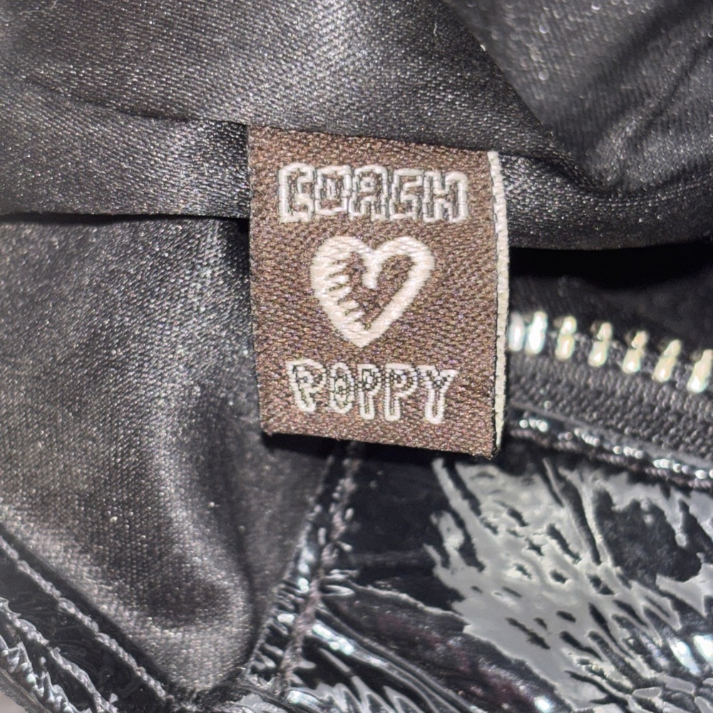 COACH Poppy Signature Quilted Patent Leather Jacquard Black Tote Bag 18676 EUC - Picture 15 of 16